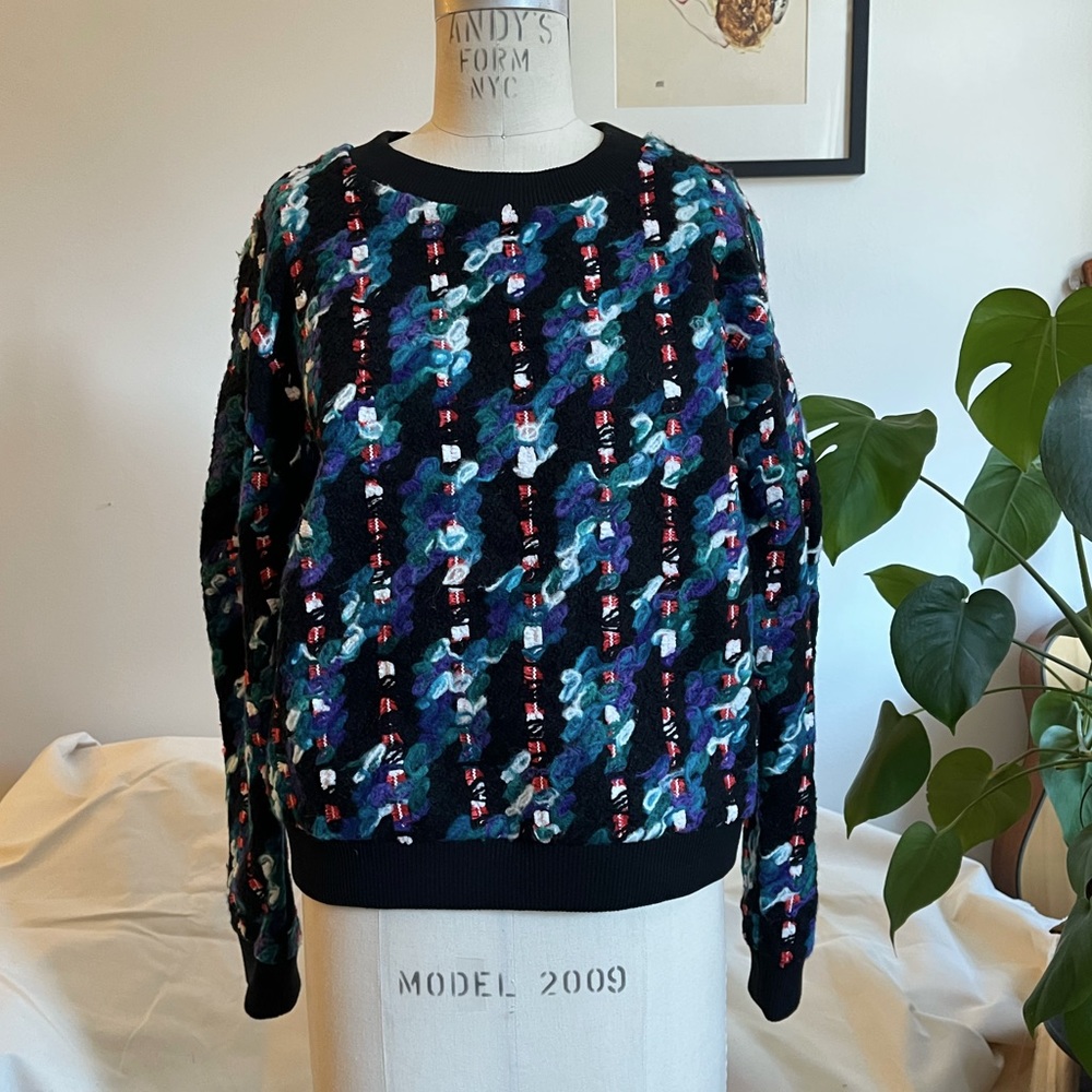 New/ Stripe Pattern Details Drop Shoulder Chunky … - image 5